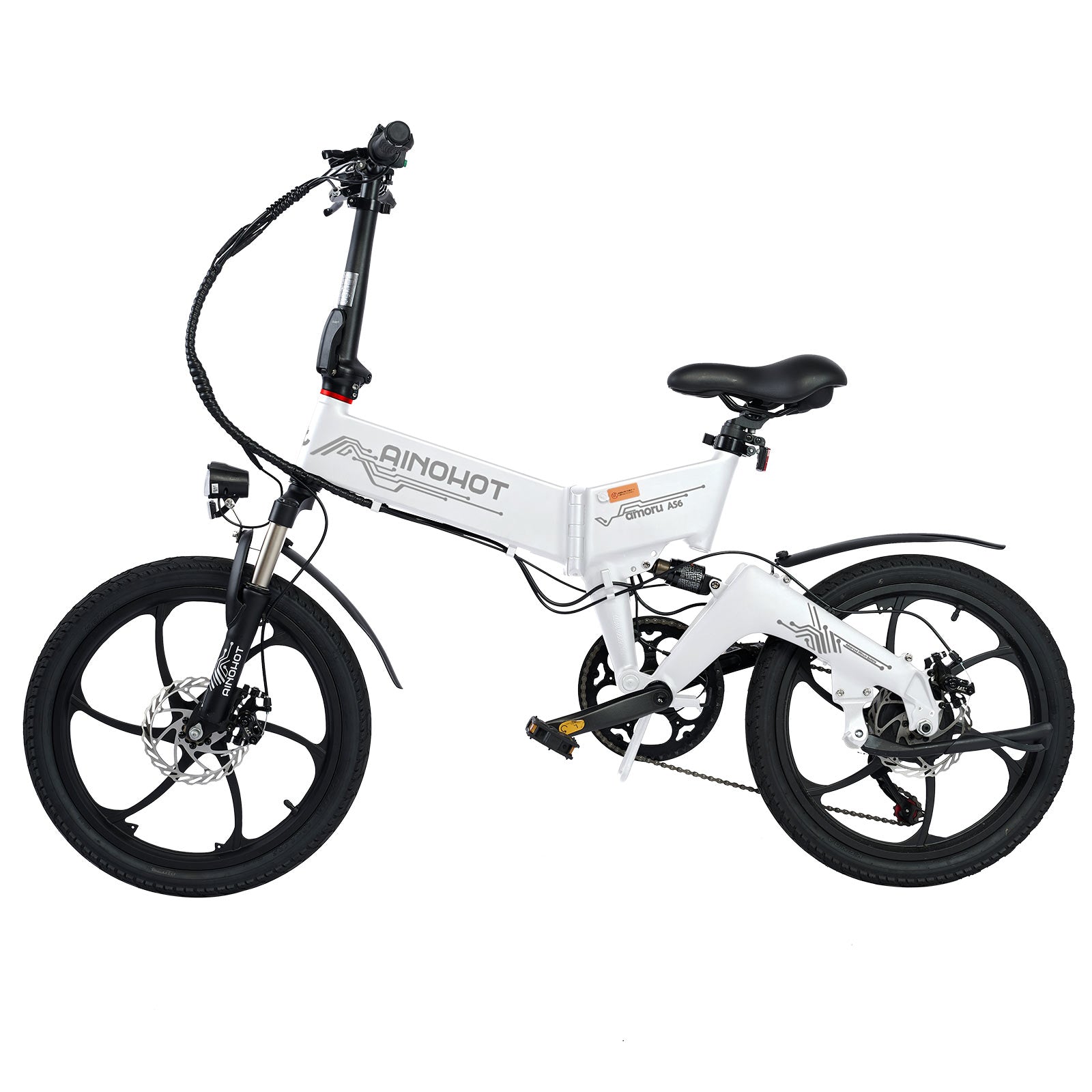 AINOHOT AS6  ホワイト 小型電動アシスト付き自転車  側面図