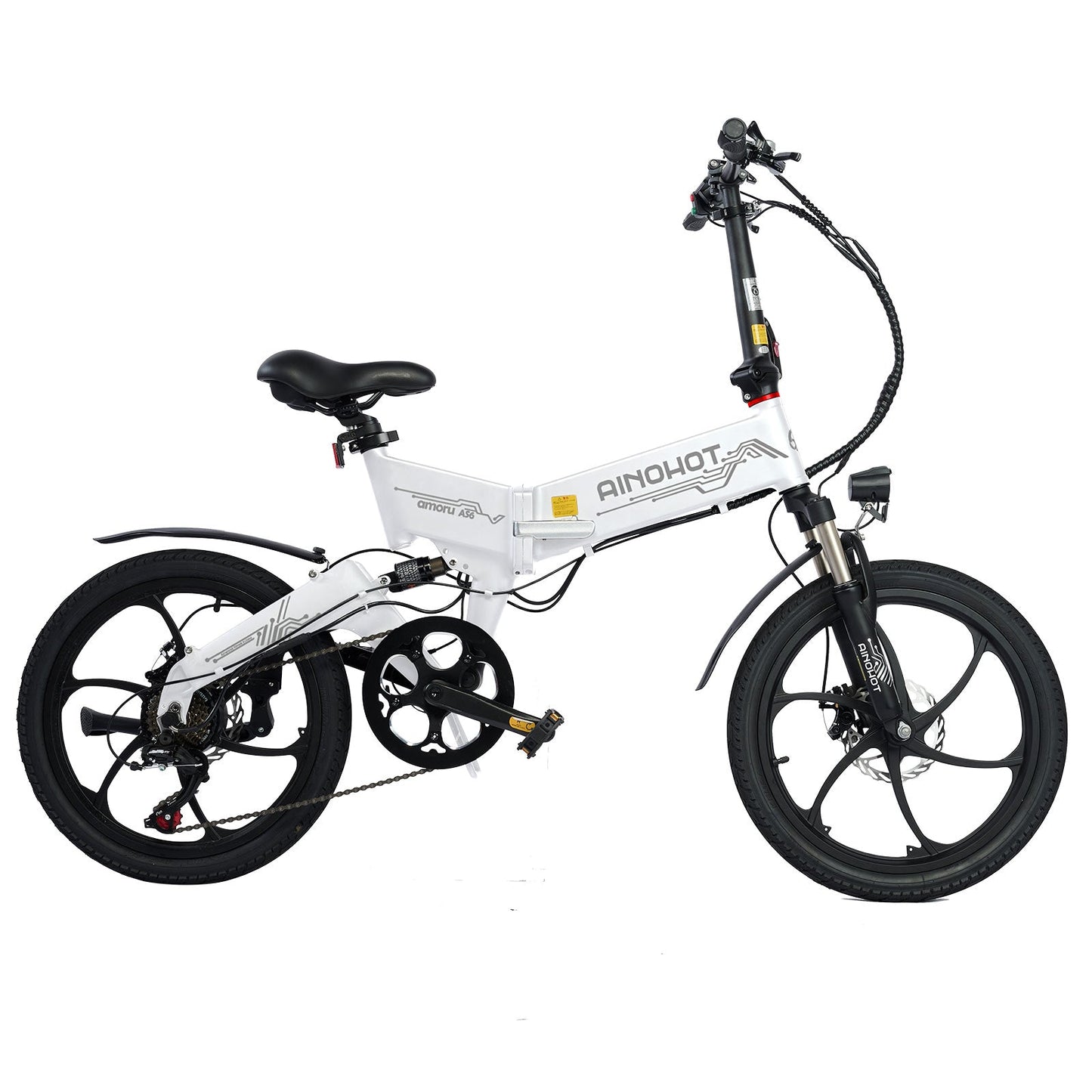 AINOHOT AS6  ホワイト 小型電動アシスト付き自転車  側面図