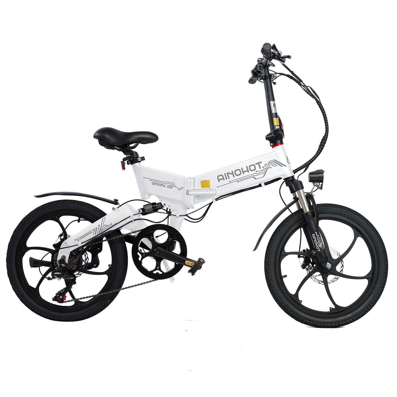 AINOHOT AS6  ホワイト 小型電動アシスト付き自転車  側面図