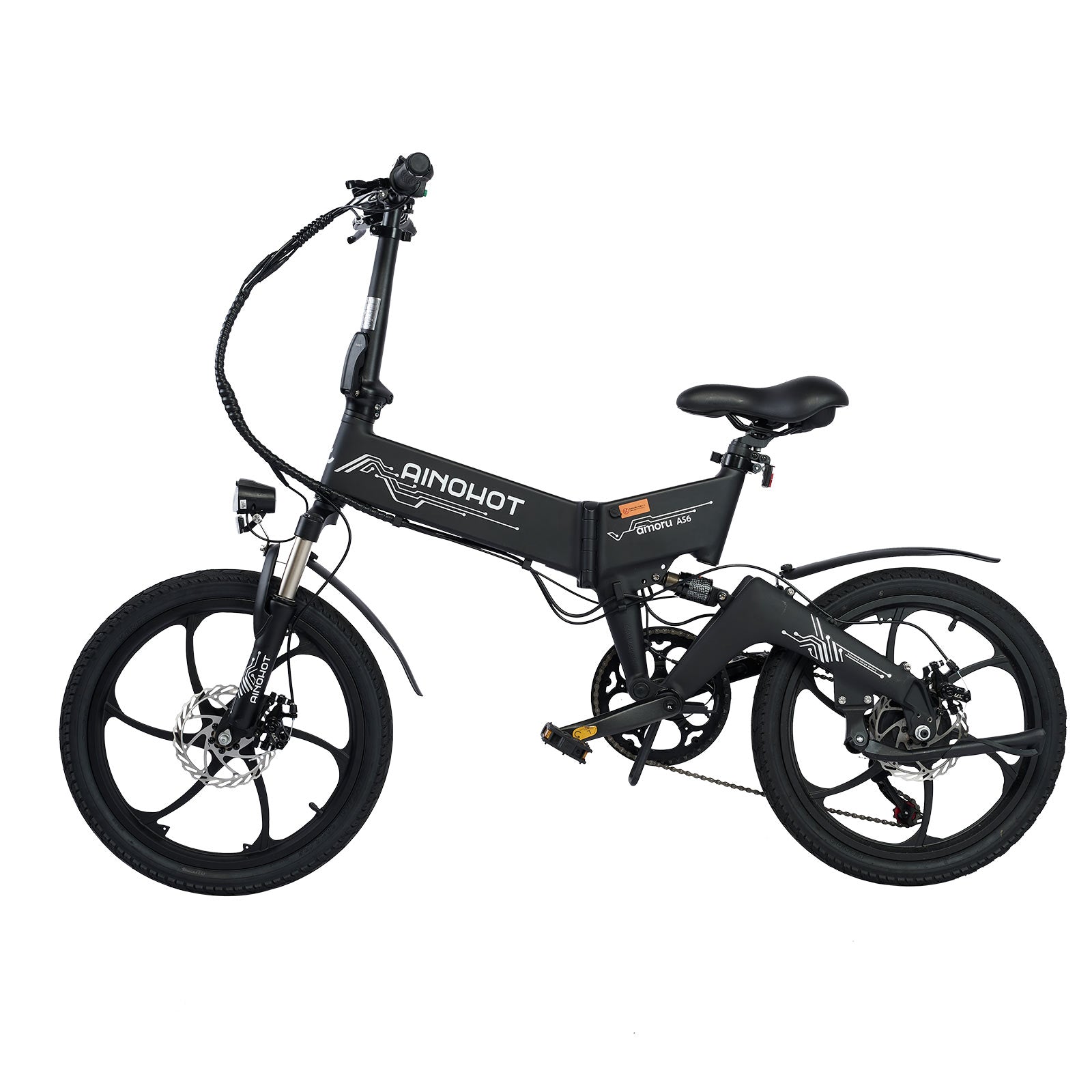 AINOHOT AS6  ブラック 小型電動アシスト付き自転車  側面図