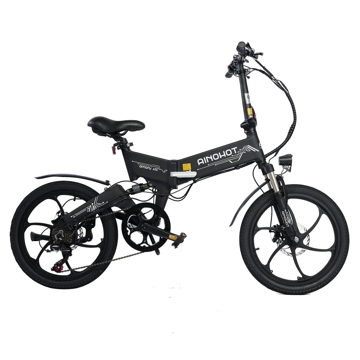 AINOHOT AS6  ブラック 小型電動アシスト付き自転車  側面図