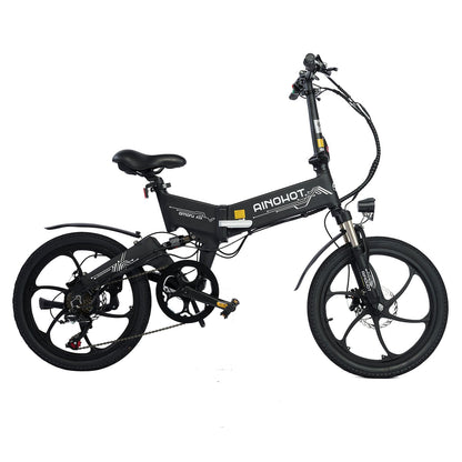 AINOHOT AS6  ブラック 小型電動アシスト付き自転車  側面図