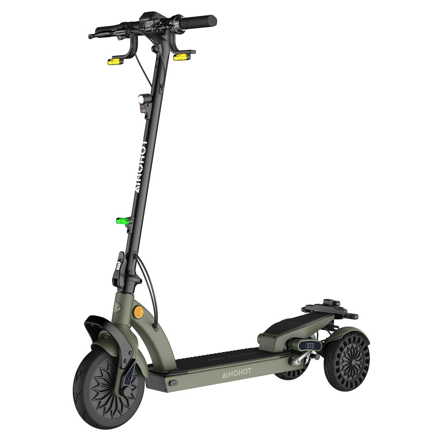 AINOHOT ST3 オリーブグリーン 電動三輪車 ブラック 免許のいらない電動3輪車 全体像 通勤・通学