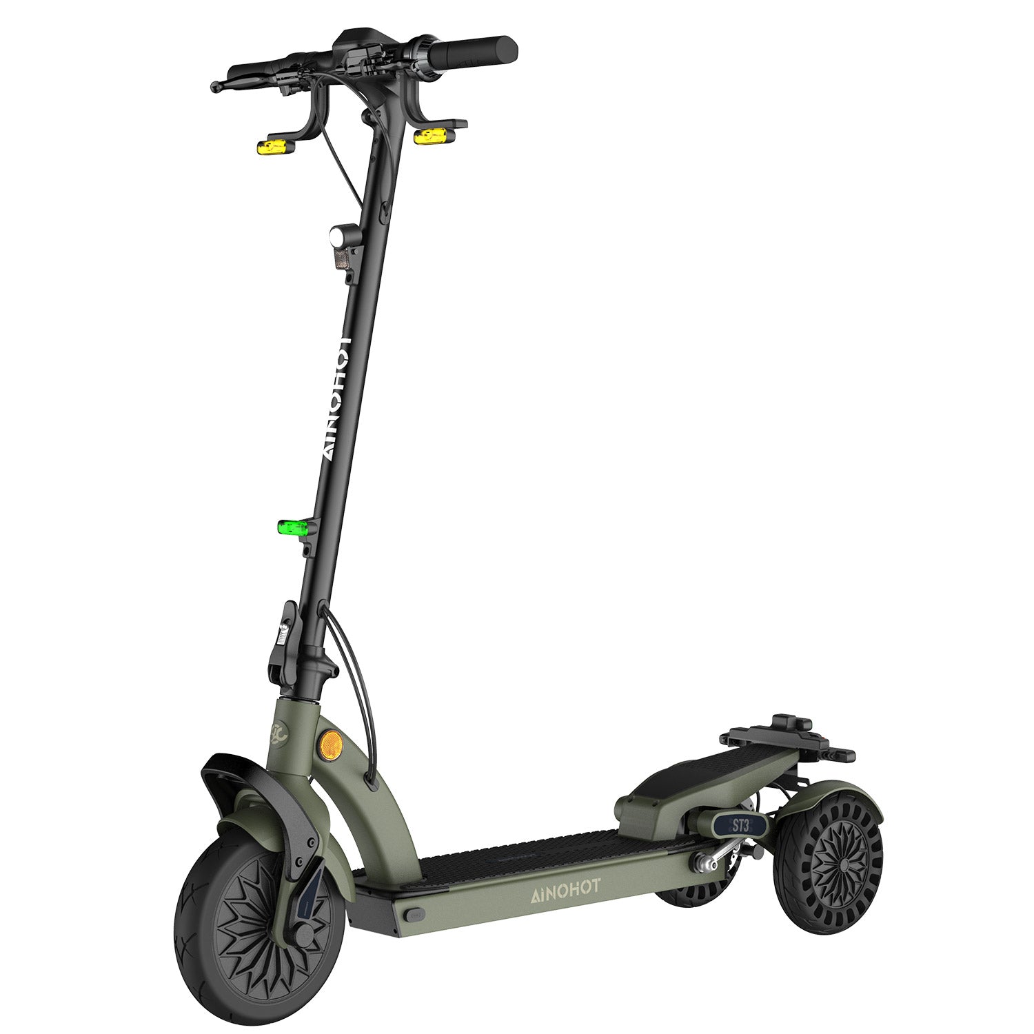 AINOHOT ST3 オリーブグリーン 電動三輪車 ブラック 免許のいらない電動3輪車 全体像 通勤・通学