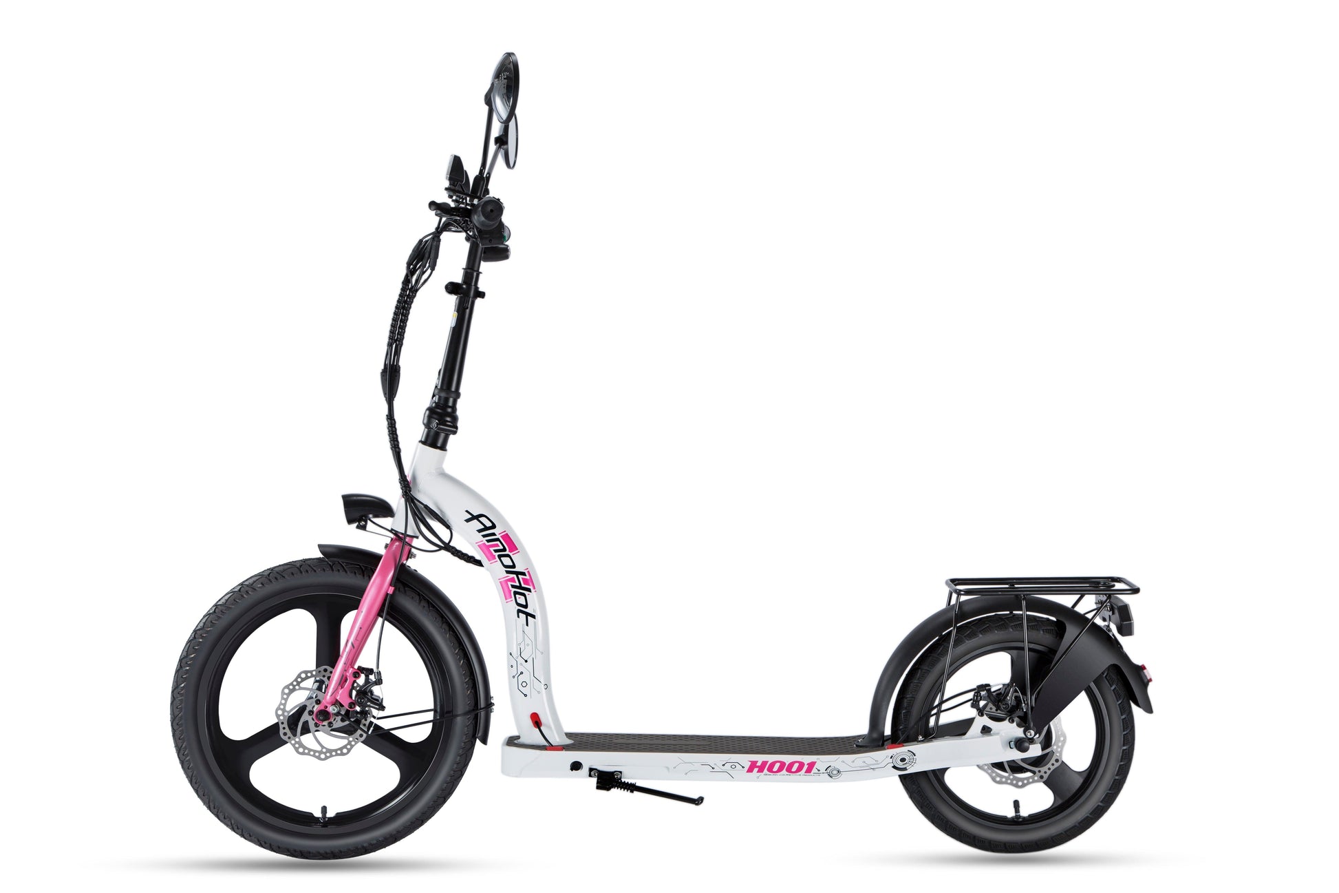 AINOHOT H001 第一種原動機付自転車 ホワイト 側面図 安定走行