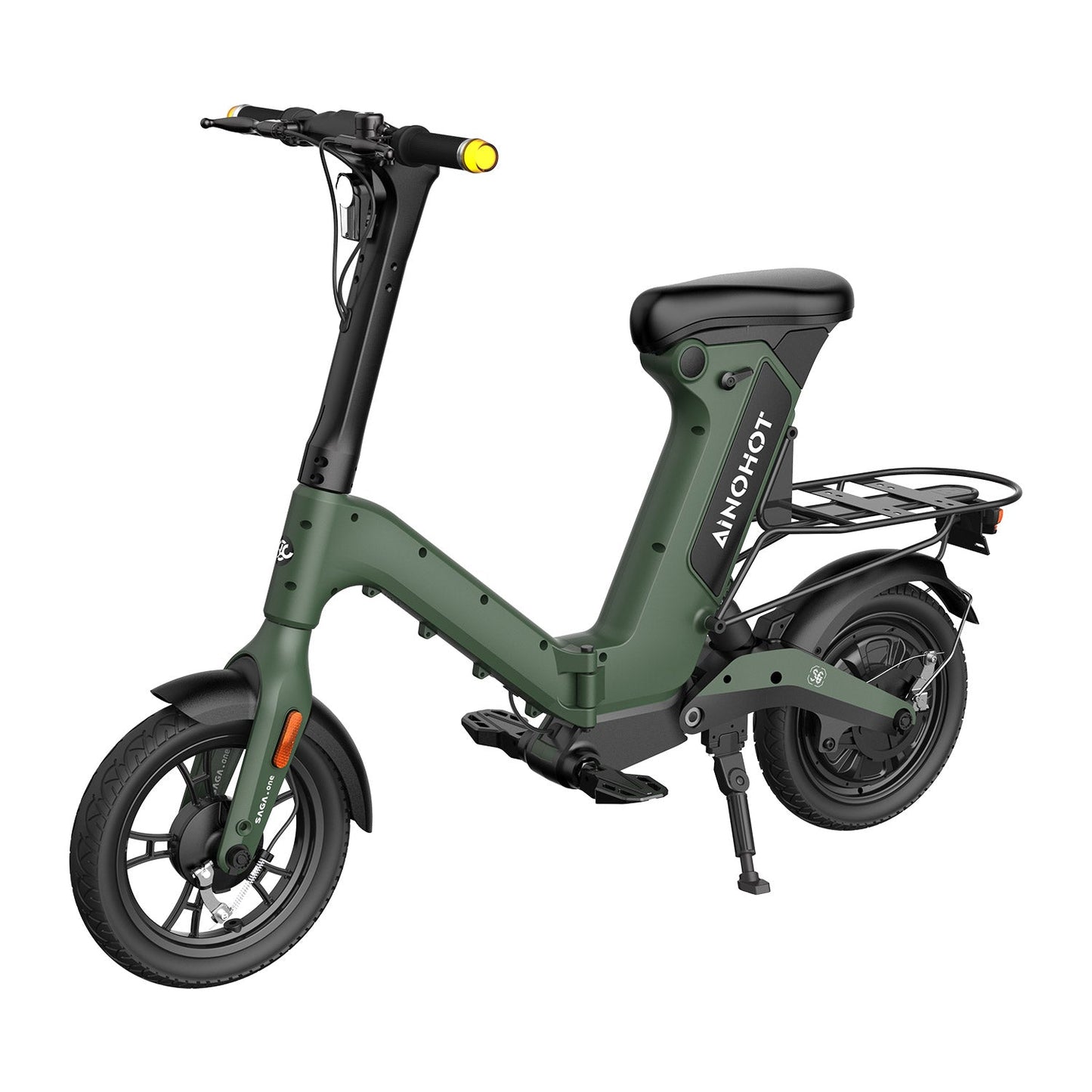 AINOHOT SAGA one オリーブグリーン 特定小型原動機付自転車  側面図  安心して使える移動手段